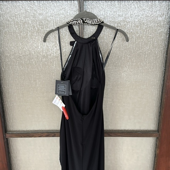 Mac Duggal HIGH SLIT HALTER GOWN W/ RHINESTONE ACCENTS $358 size 0 NEW - Picture 9 of 10